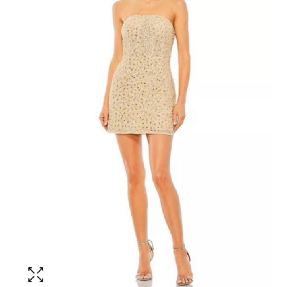Elegant Strapless Gold Dress